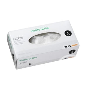 Handske Worksafe Nitrile White Ultra XS 5-6 - XL 9-10, PF, 24cm, engångs
