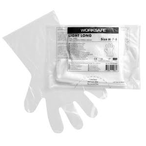 Handske Worksafe PE Light Long S-L 35 cm, 25my, engångs