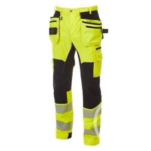 Hantverkarbyxa Worksafe Stretch Varsel Kl2 HvGul/Svart C44-D120