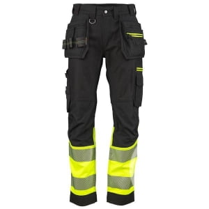 Hantverkarbyxa Worksafe Stretch Varsel Klass 1 Svart/HvGul C44-D120